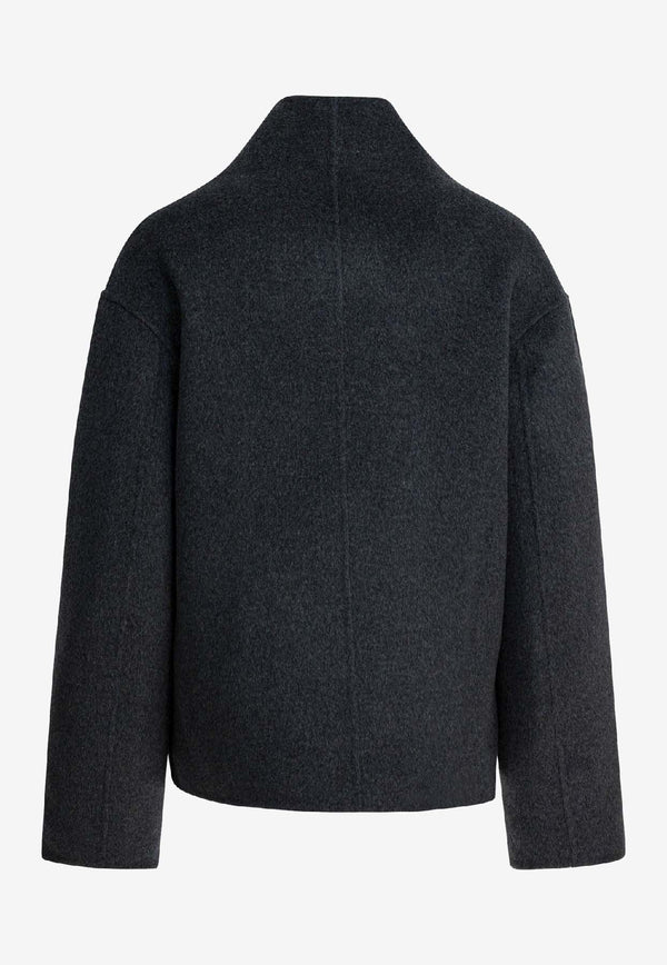 Loulou de Saison Double-Breasted Short Coat Gray MEYERANTHRACITE MELANGE_b8d3926a-669d-4543-825a-5ac2ef2af749