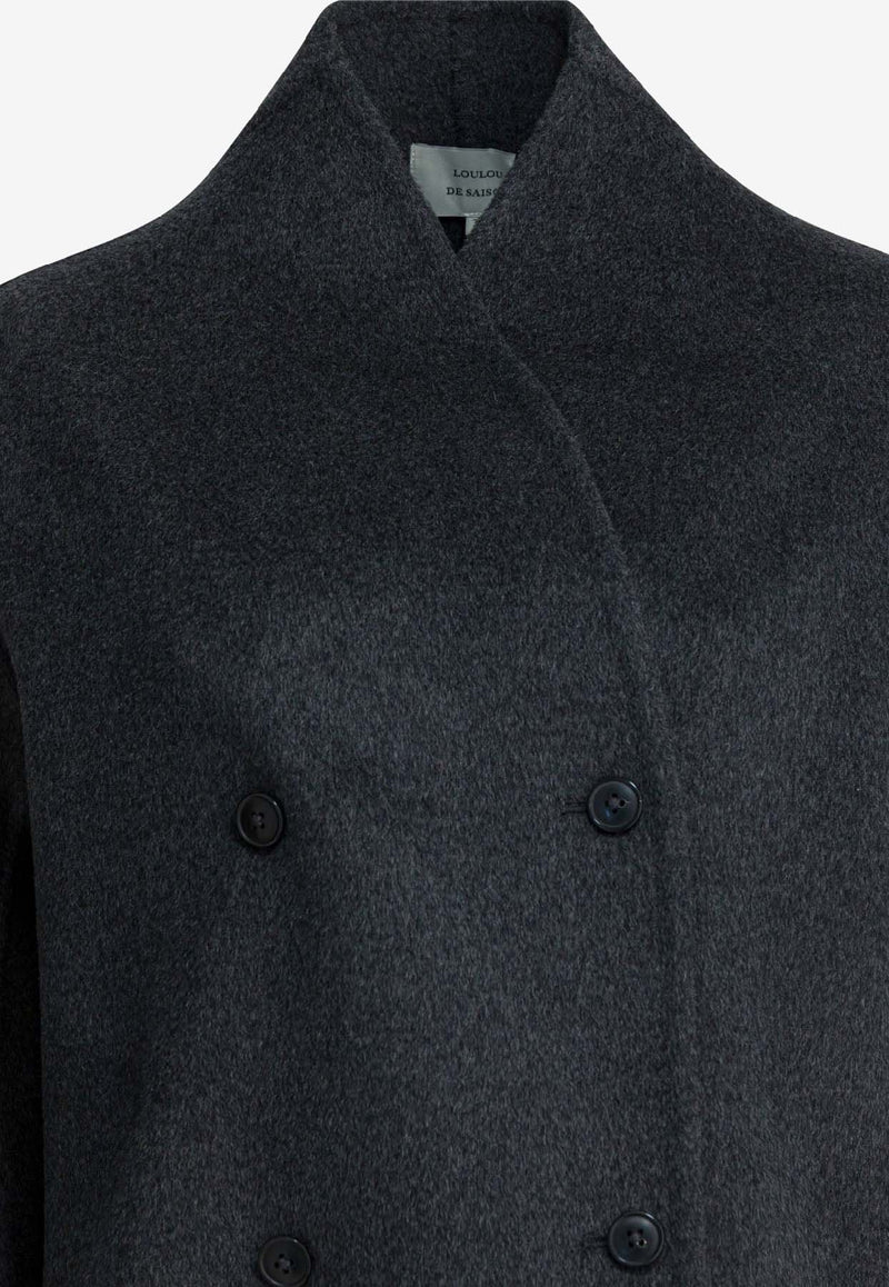 Loulou de Saison Double-Breasted Short Coat Gray MEYERANTHRACITE MELANGE_b8d3926a-669d-4543-825a-5ac2ef2af749