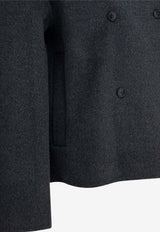 Loulou de Saison Double-Breasted Short Coat Gray MEYERANTHRACITE MELANGE_b8d3926a-669d-4543-825a-5ac2ef2af749