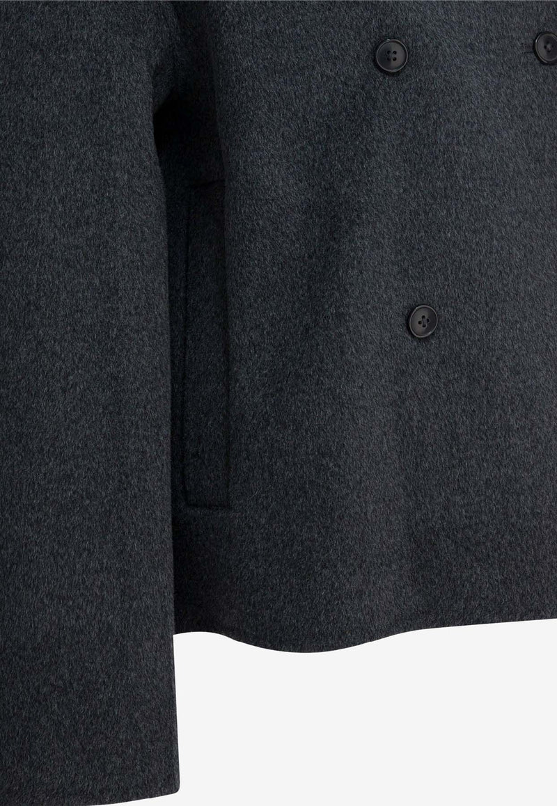 Loulou de Saison Double-Breasted Short Coat Gray MEYERANTHRACITE MELANGE_b8d3926a-669d-4543-825a-5ac2ef2af749