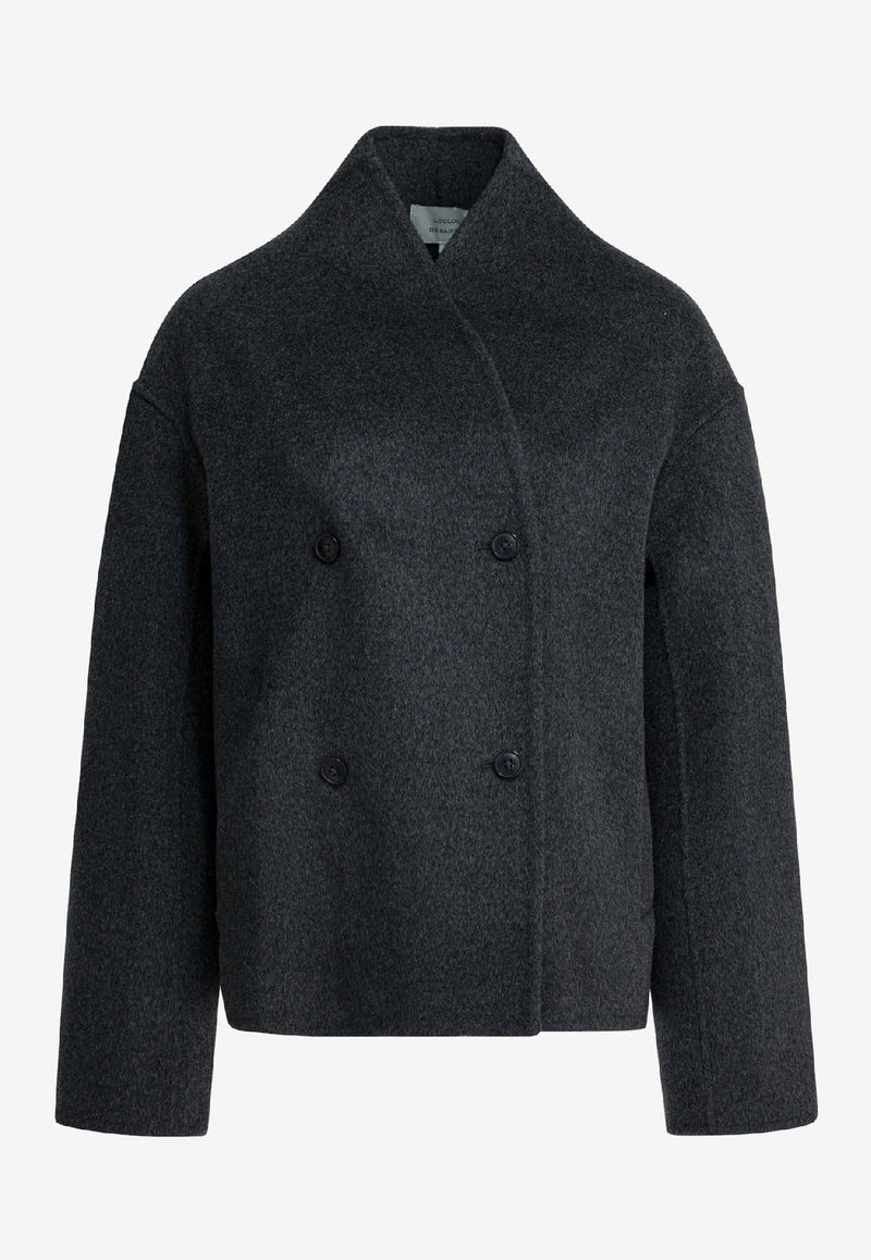 Loulou de Saison Double-Breasted Short Coat Gray MEYERANTHRACITE MELANGE_b8d3926a-669d-4543-825a-5ac2ef2af749