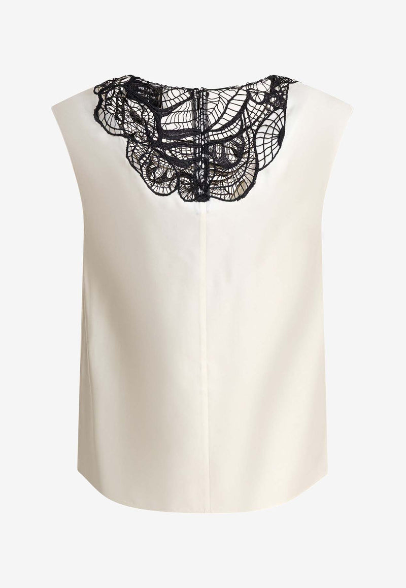 Loulou de Saison Pola Lace-Applique Blouse Ivory POLAIVORY/BLACK_81594