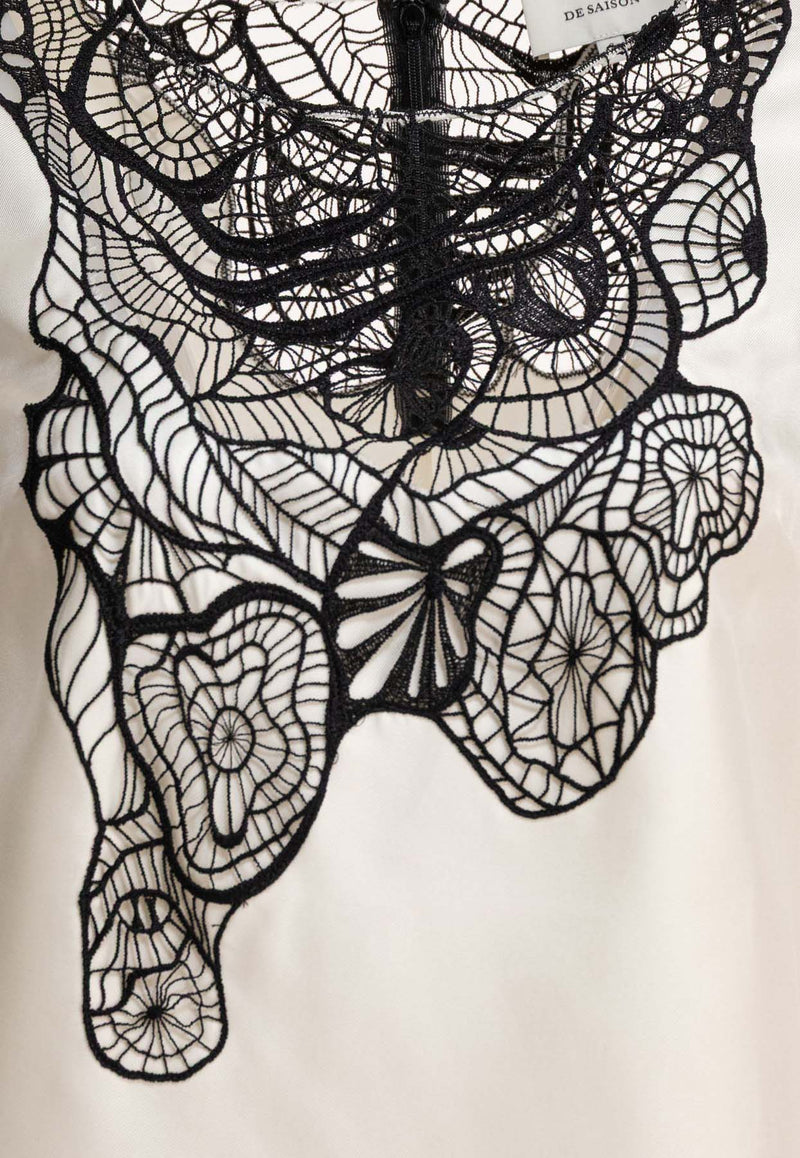 Loulou de Saison Pola Lace-Applique Blouse Ivory POLAIVORY/BLACK_81594