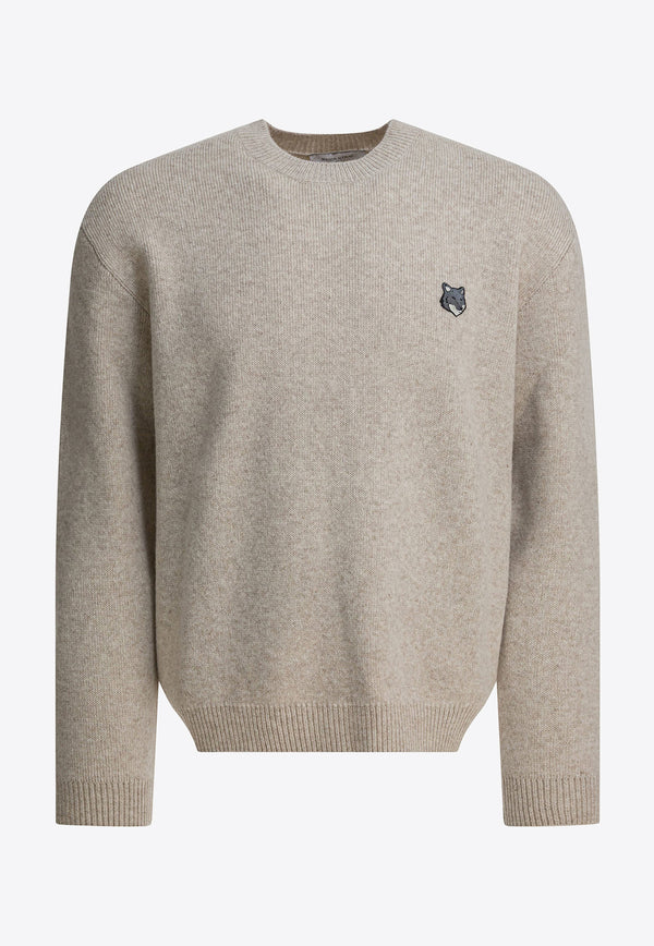 Maison Kitsuné Embroidered Fox Wool Sweater Beige PM00817KT11800335_0ed25bf9-5741-4ca6-bd34-2024bb103eb9