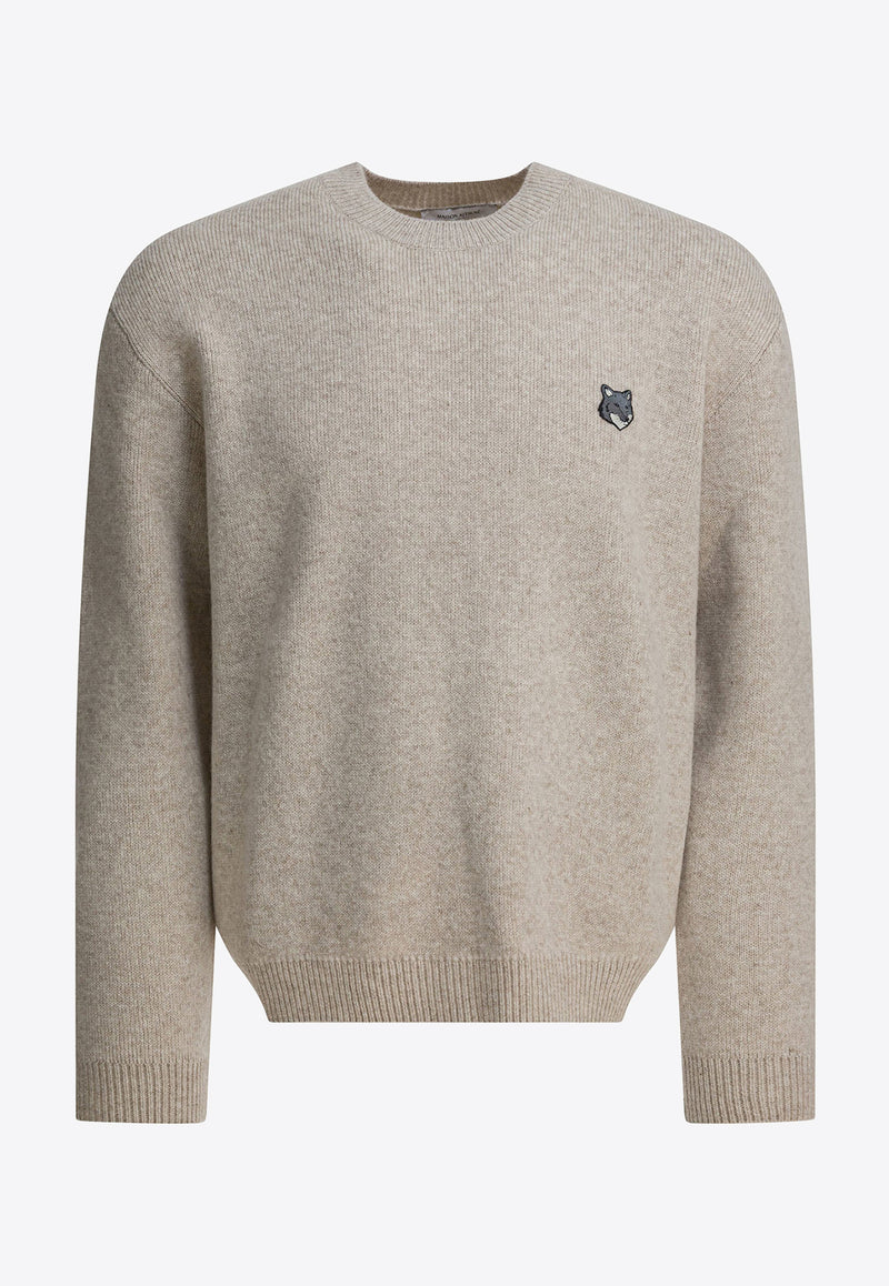 Maison Kitsuné Embroidered Fox Wool Sweater Beige PM00817KT11800335_0ed25bf9-5741-4ca6-bd34-2024bb103eb9