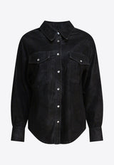 Isabel Marant Etoile Karima Faux Leather Long-Sleeved Shirt Black 25ACH0240FAC3B01E01BK_82961