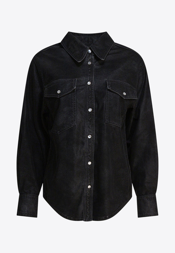 Isabel Marant Etoile Karima Faux Leather Long-Sleeved Shirt Black 25ACH0240FAC3B01E01BK_82961