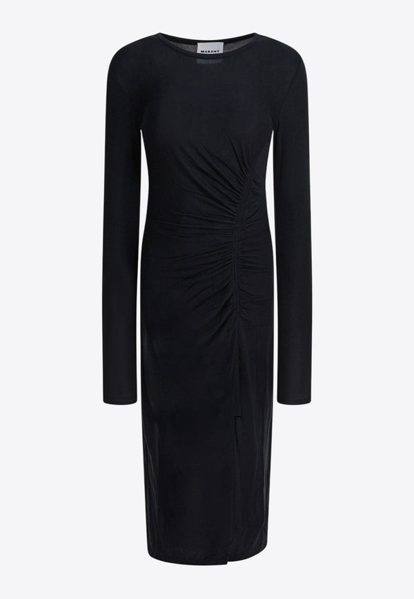 Isabel Marant Etoile Jelina Draped Midi Dress  Black 25ARO0349FBC3K01E01BK_347a3c22-a54d-4ce3-bc6d-2371d776270b