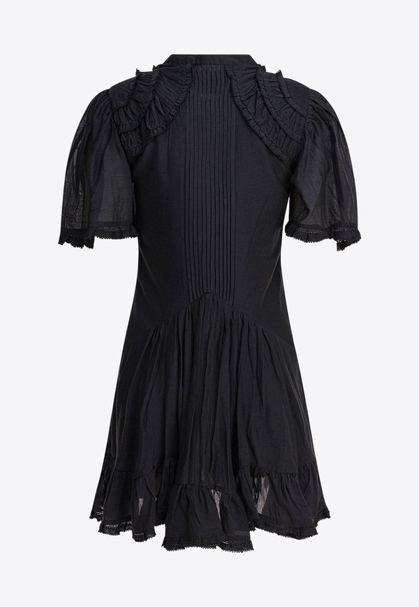 Isabel Marant Etoile Celyana Gathered Mini Dress Black 25ARO0827FAB3J04E01BK_82263