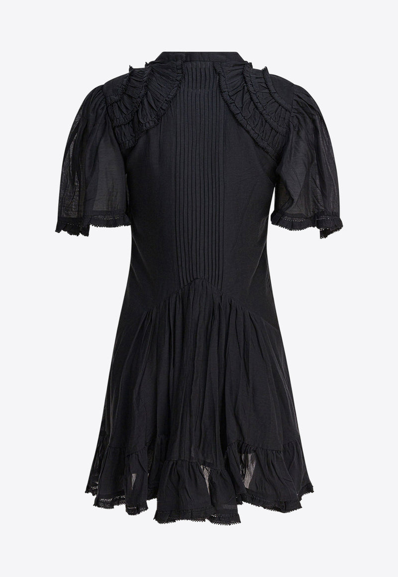 Isabel Marant Etoile Celyana Gathered Mini Dress Black 25ARO0827FAB3J04E01BK_82263