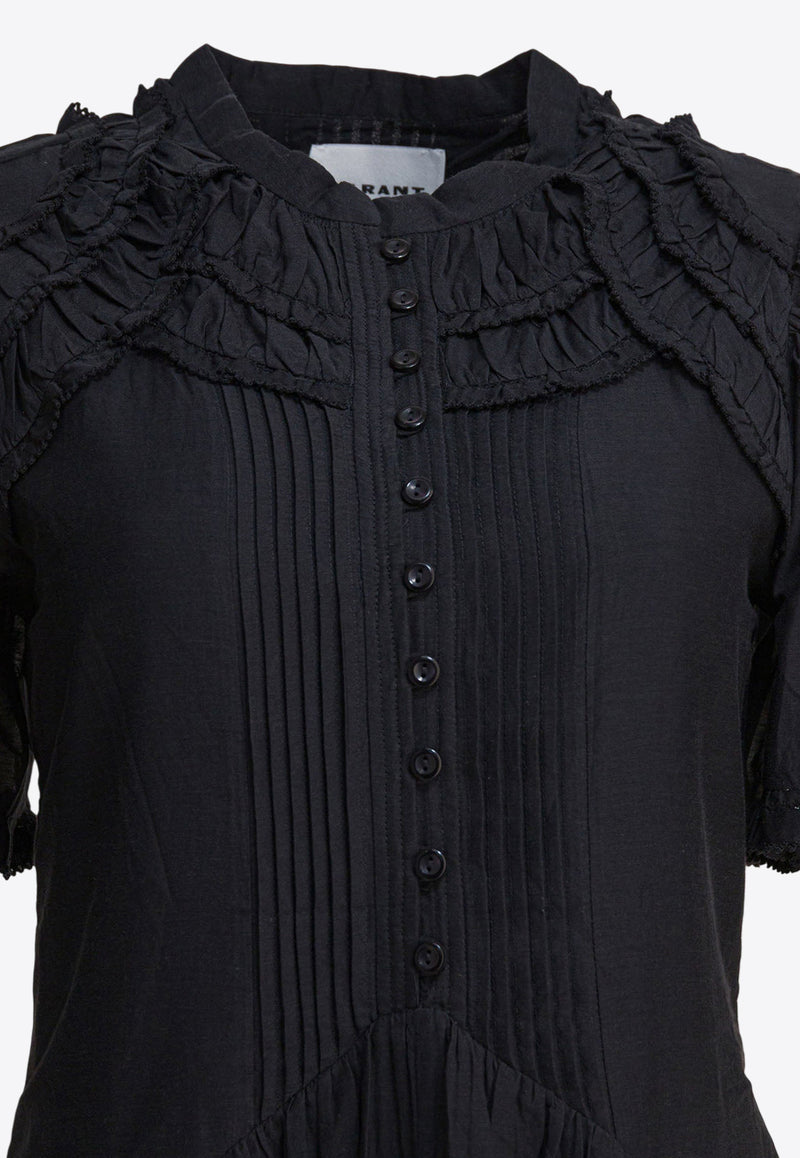 Isabel Marant Etoile Celyana Gathered Mini Dress Black 25ARO0827FAB3J04E01BK_82263