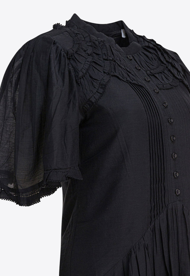 Isabel Marant Etoile Celyana Gathered Mini Dress Black 25ARO0827FAB3J04E01BK_82263