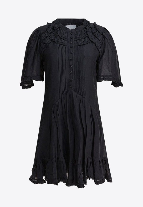 Isabel Marant Etoile Celyana Gathered Mini Dress Black 25ARO0827FAB3J04E01BK_82263