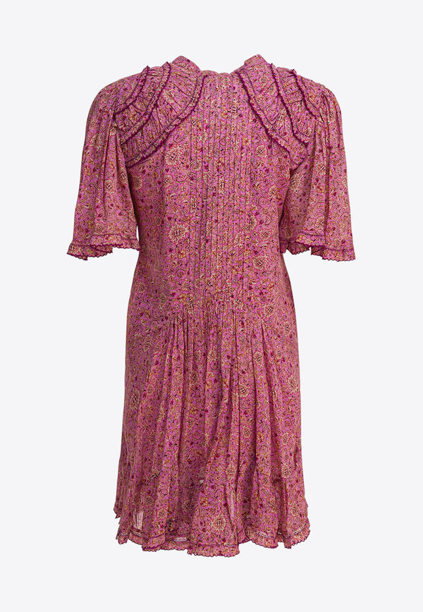 Isabel Marant Etoile Celyana Floral Print Mini Dress Pink 25ARO0827FBC3J06E40PK_83000
