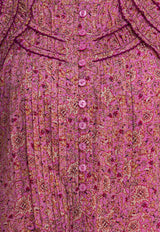 Isabel Marant Etoile Celyana Floral Print Mini Dress Pink 25ARO0827FBC3J06E40PK_83000