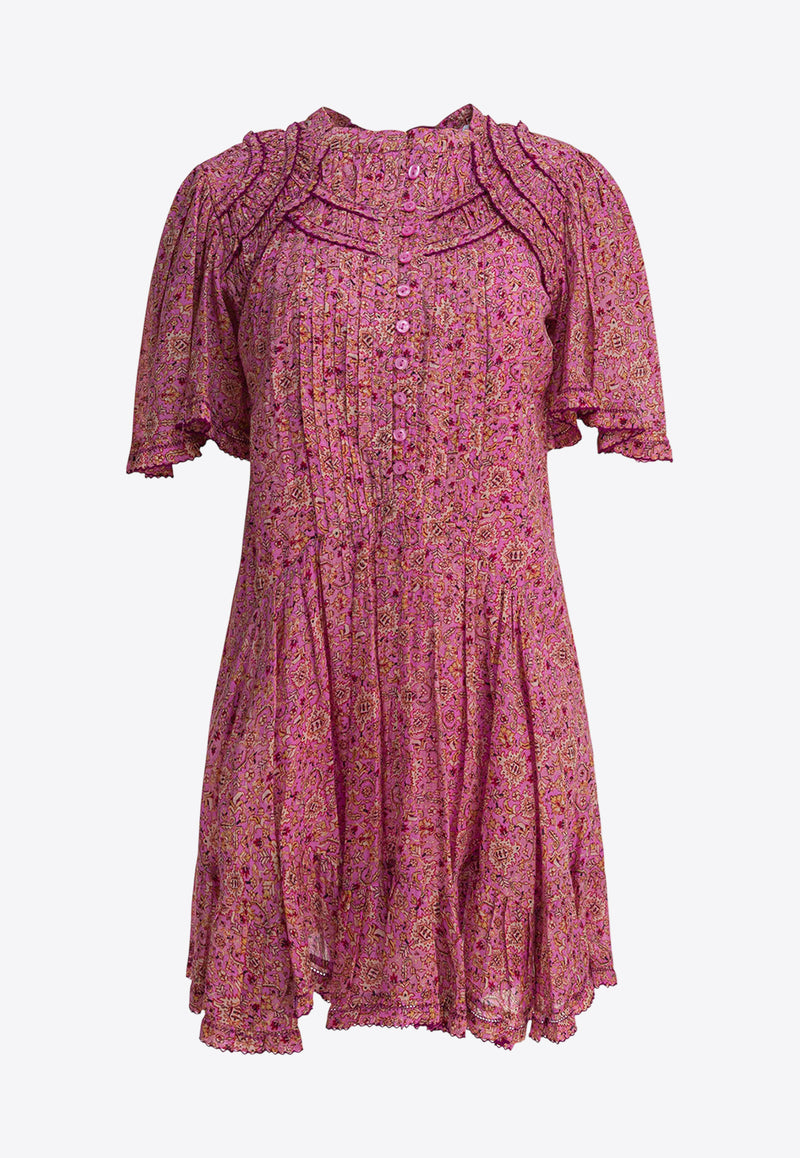 Isabel Marant Etoile Celyana Floral Print Mini Dress Pink 25ARO0827FBC3J06E40PK_83000