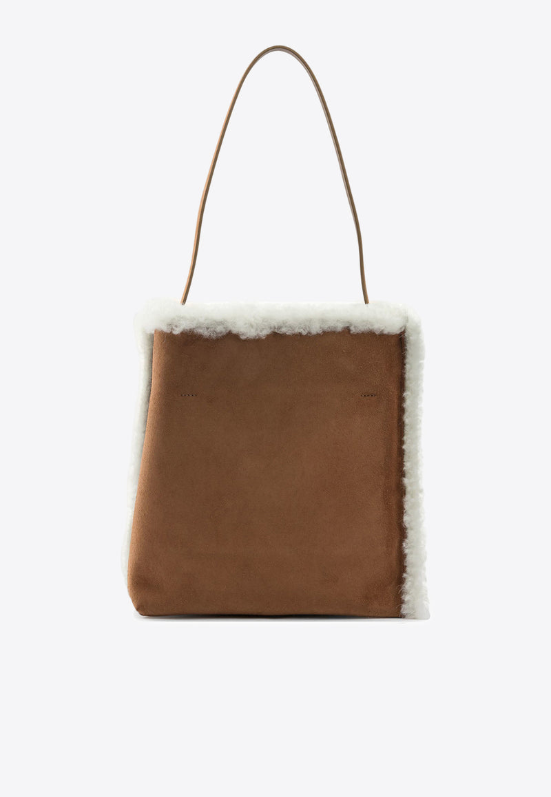 Marni Museo Shearling-Trimmed Suede Shoulder Bag
 Brown SHMP0111Q1P8679ZO991_2ec5e32e-0be5-4704-8b16-81f3894b4144