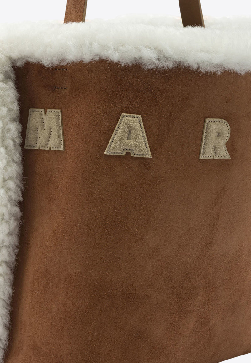 Marni Museo Shearling-Trimmed Suede Shoulder Bag
 Brown SHMP0111Q1P8679ZO991_2ec5e32e-0be5-4704-8b16-81f3894b4144