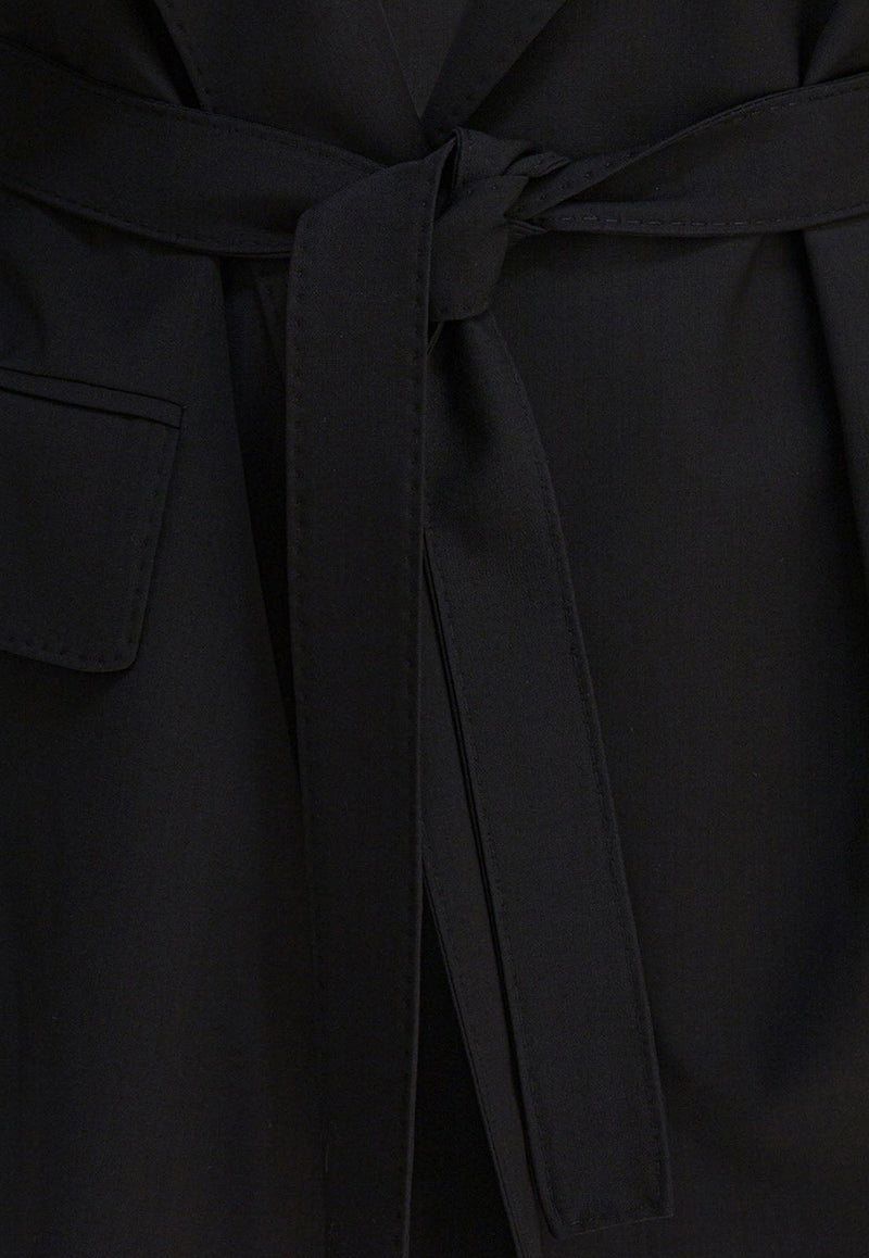 Max Mara Talento Belted Wool Canvas Blazer Black 2521046101TALENTO004_82719