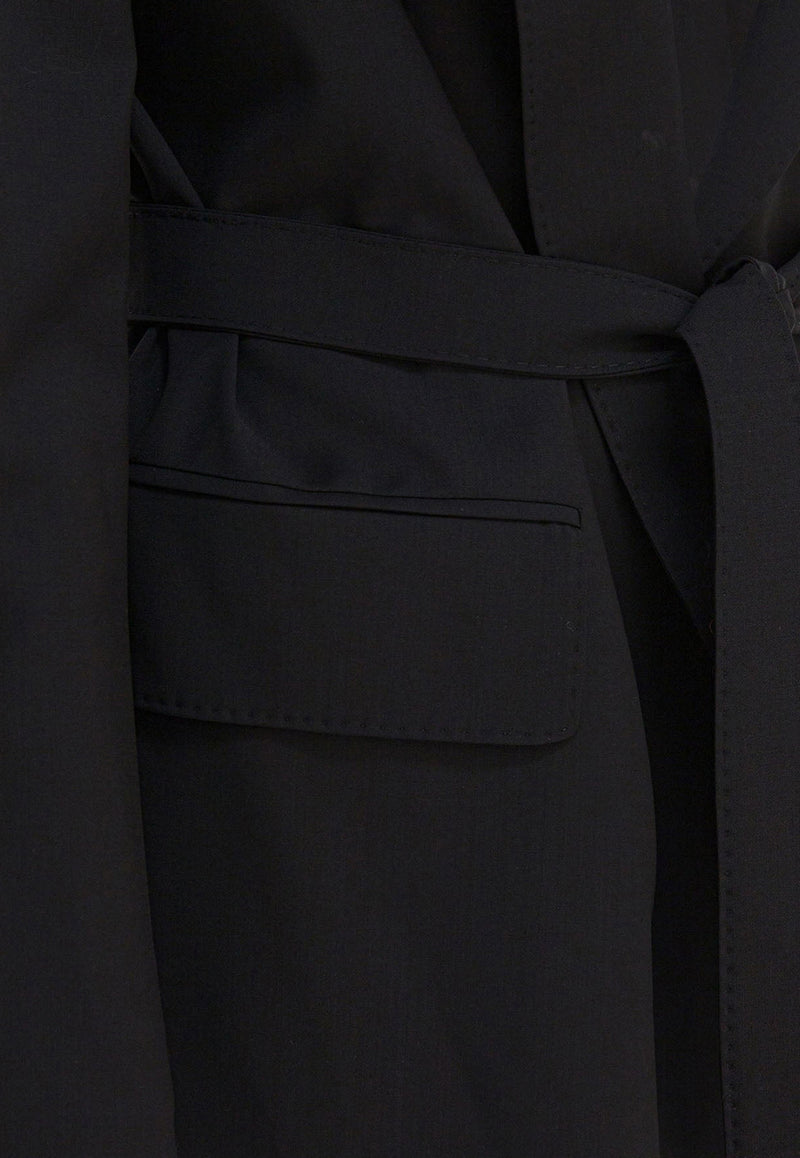 Max Mara Talento Belted Wool Canvas Blazer Black 2521046101TALENTO004_82719