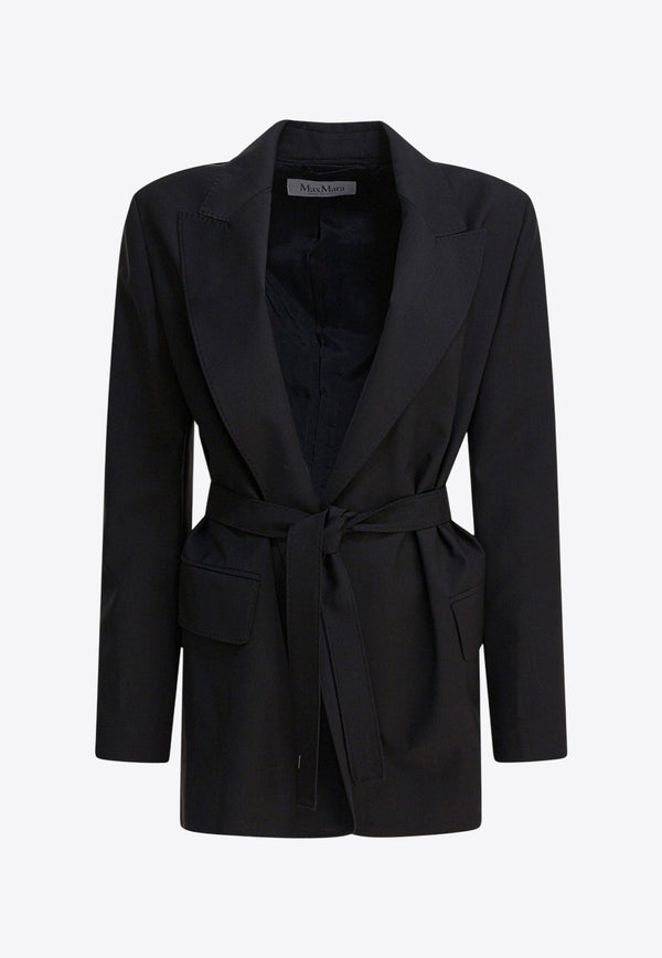 Max Mara Talento Belted Wool Canvas Blazer Black 2521046101TALENTO004_82719