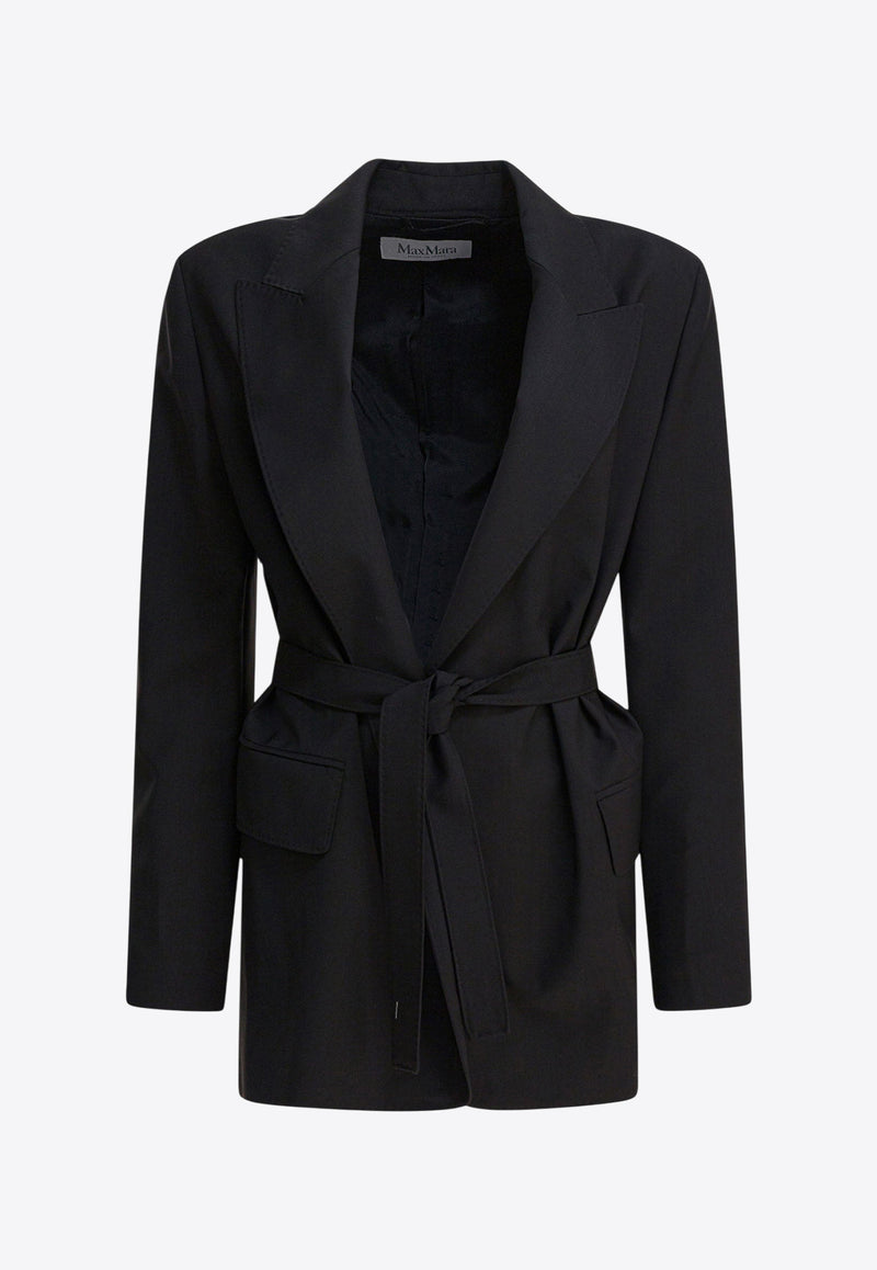 Max Mara Talento Belted Wool Canvas Blazer Black 2521046101TALENTO004_82719