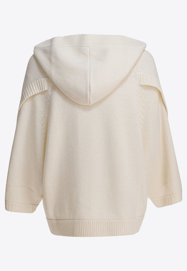 Max Mara Vals Wool Blend Knit Cardigan with Hood White 2521346011VALS001_82810