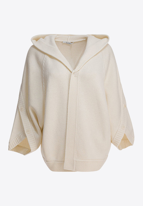 Max Mara Vals Wool Blend Knit Cardigan with Hood White 2521346011VALS001_82810