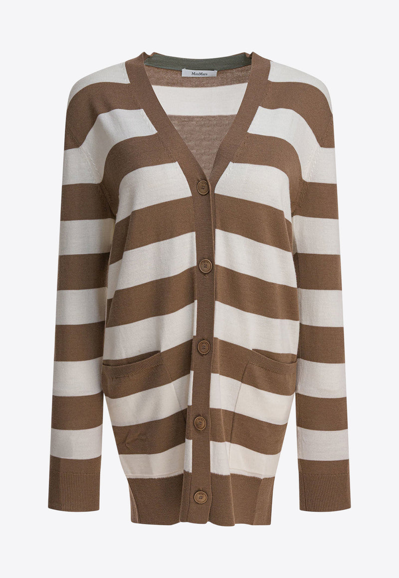 Max Mara Fiemme 1951 Patch Striped Cardigan Brown 2521346031FIEMME009_82834
