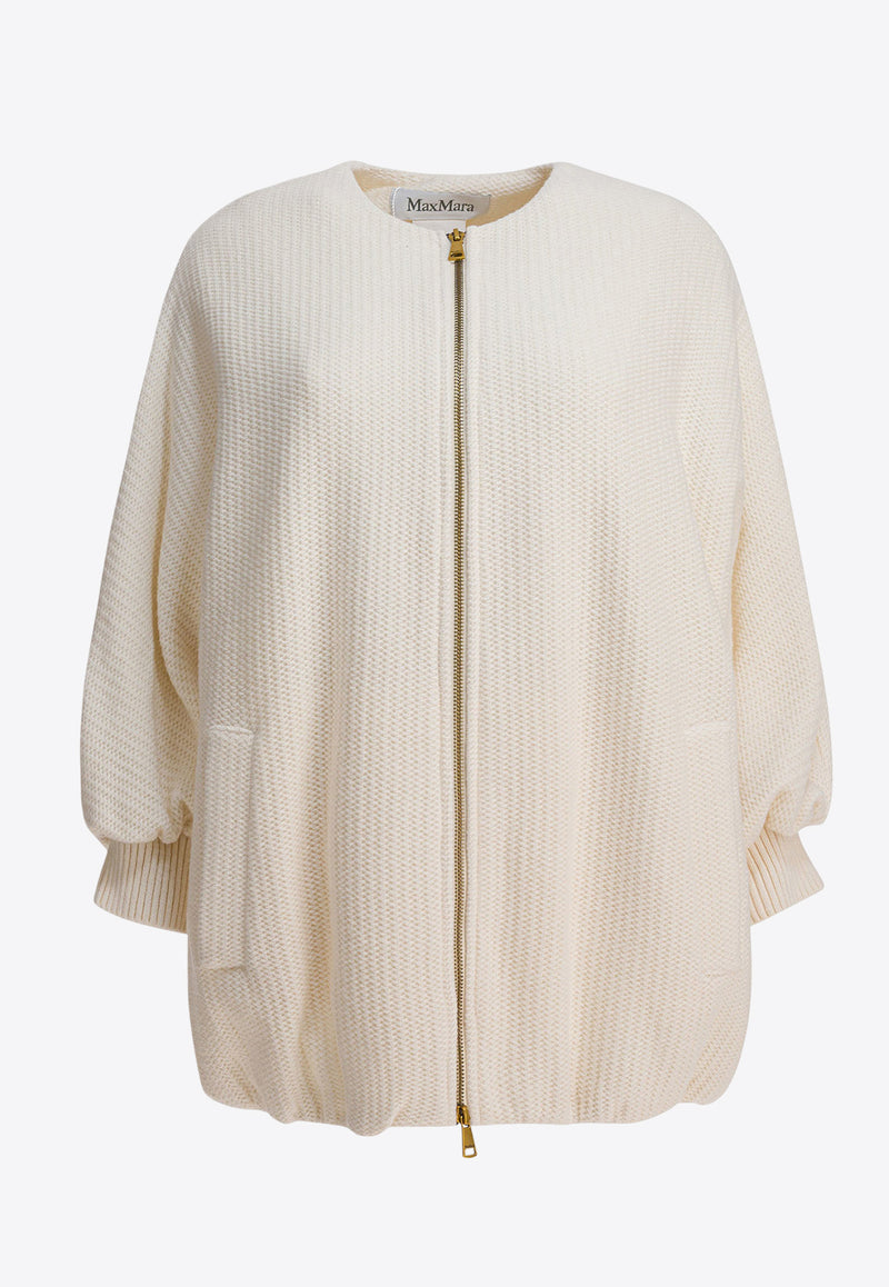Max Mara Cirino Zip-Up Wool Blend Jacket White 2521916061CIRINO001_82498