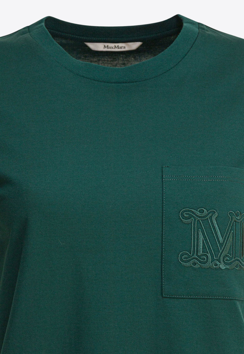 Max Mara Papaia Logo Embroidered T-shirt Green 2521946041PAPAIA008_874b72ec-b155-4047-b160-e2a4a1cd7ce1