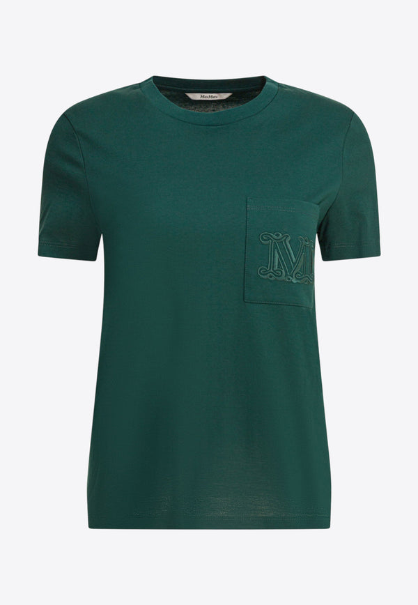 Max Mara Papaia Logo Embroidered T-shirt Green 2521946041PAPAIA008_874b72ec-b155-4047-b160-e2a4a1cd7ce1