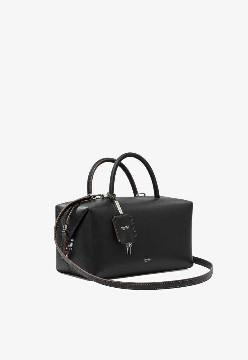 Max Mara Medium Leather Top Handle Bag Black 2524516121HOLDALLM005_80332eb6-651b-4554-8c7f-7c02324390b3