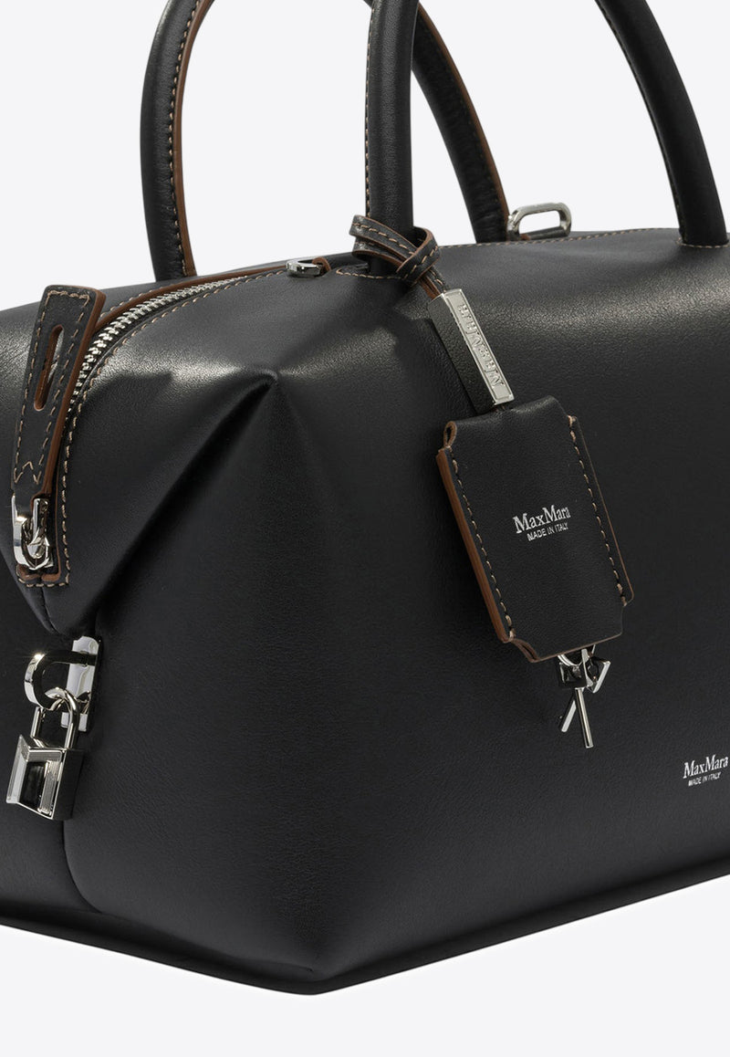 Max Mara Medium Leather Top Handle Bag Black 2524516121HOLDALLM005_80332eb6-651b-4554-8c7f-7c02324390b3