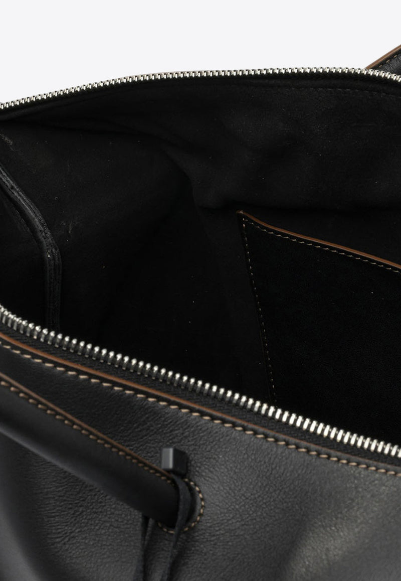 Max Mara Medium Leather Top Handle Bag Black 2524516121HOLDALLM005_80332eb6-651b-4554-8c7f-7c02324390b3