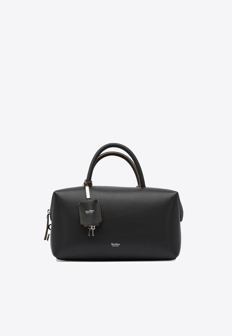 Max Mara Medium Leather Top Handle Bag Black 2524516121HOLDALLM005_80332eb6-651b-4554-8c7f-7c02324390b3