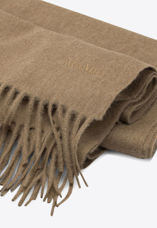 Max Mara Monogram Embroidered Cashmere Scarf Beige 2524546342TARTAN002_07b2e7fc-a5a5-4d27-8c0f-be2a74e094d4