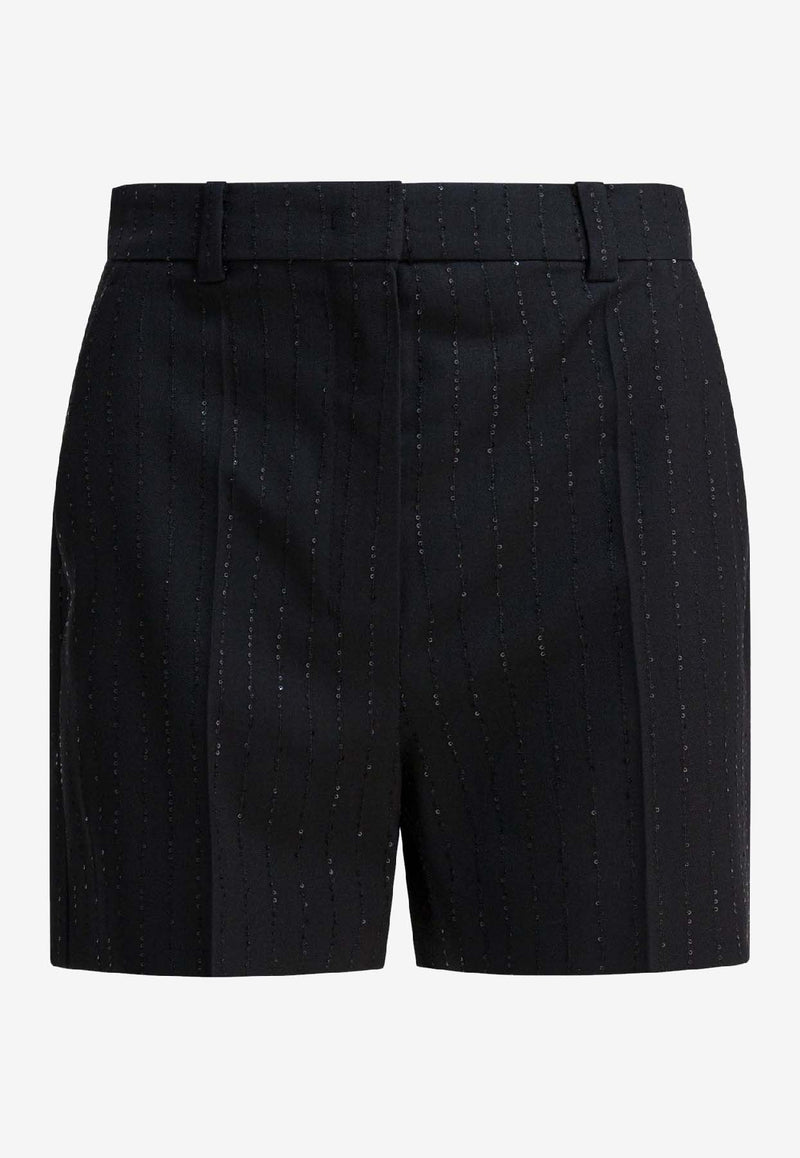 Max Mara Pianoforte Siberia Pinstripe Tailored Mini Shorts Black 2521146014SIBERIA001_f8342ea7-b492-4916-8fab-b7ba8e3c737f