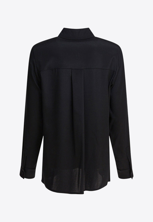 Max Mara Avion Long-Sleeved Silk Shirt Black 2521116018AVION001_82471