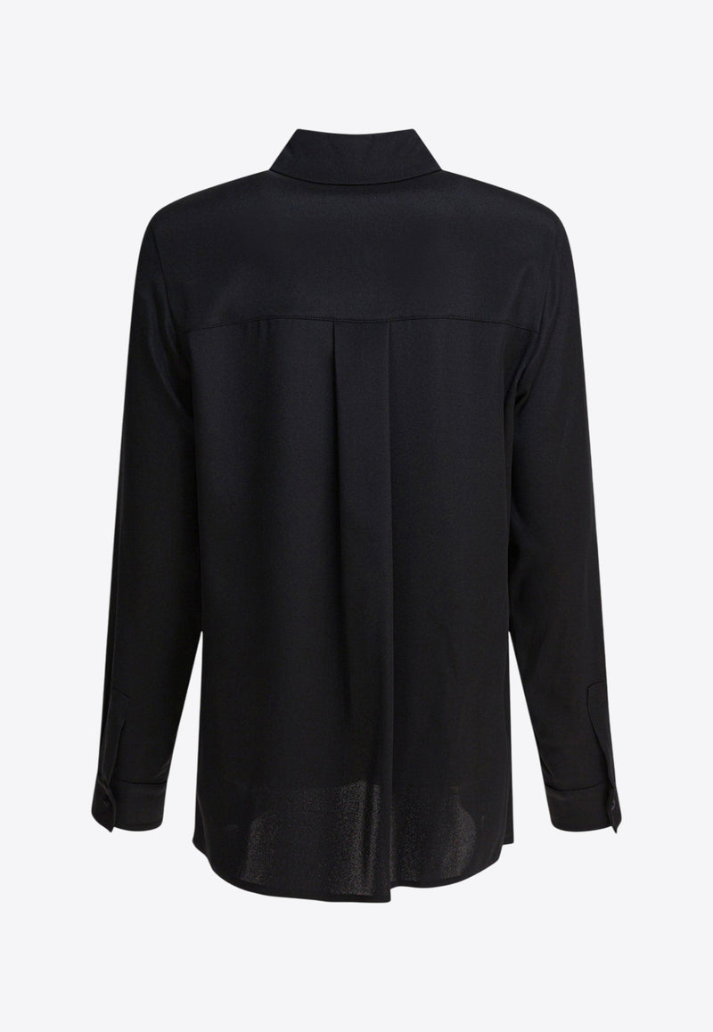 Max Mara Avion Long-Sleeved Silk Shirt Black 2521116018AVION001_82471
