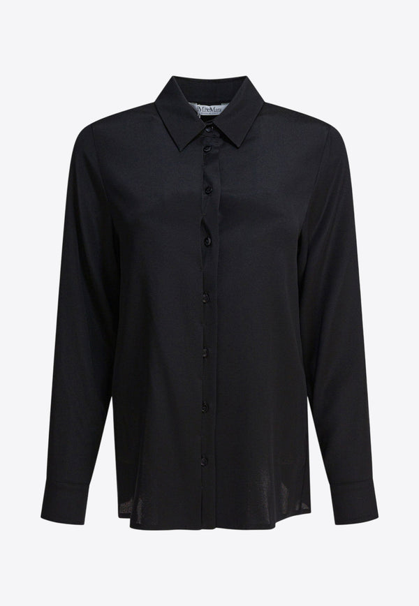 Max Mara Avion Long-Sleeved Silk Shirt Black 2521116018AVION001_82471