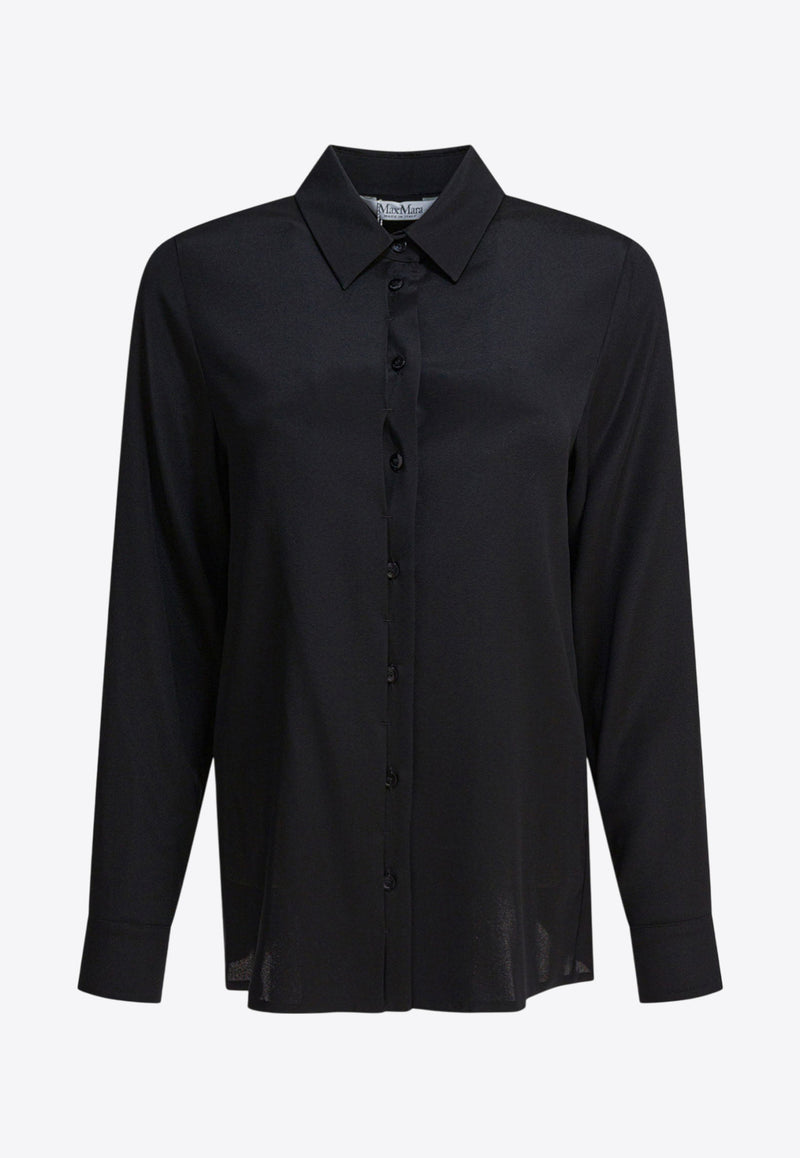 Max Mara Avion Long-Sleeved Silk Shirt Black 2521116018AVION001_82471