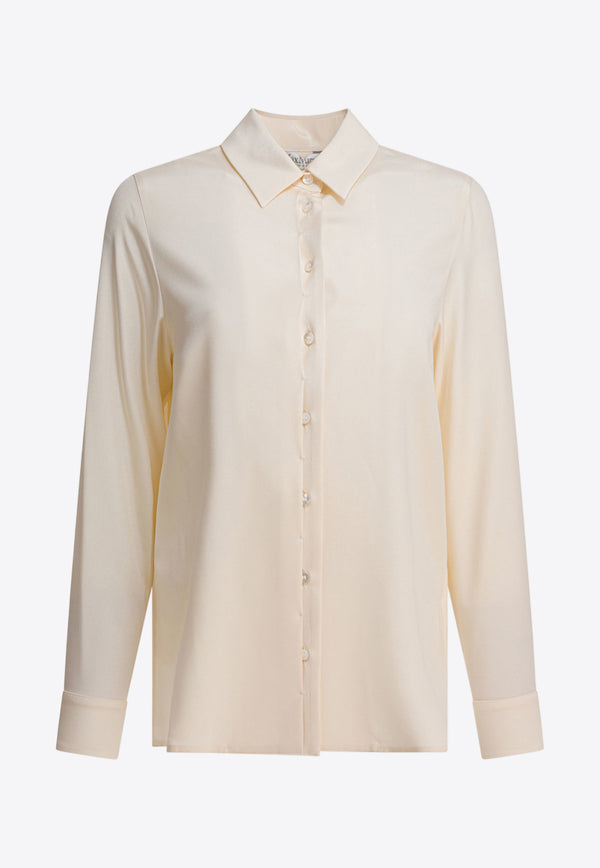 Max Mara Avion Long-Sleeved Silk Shirt Cream 2521116018AVION005_82509