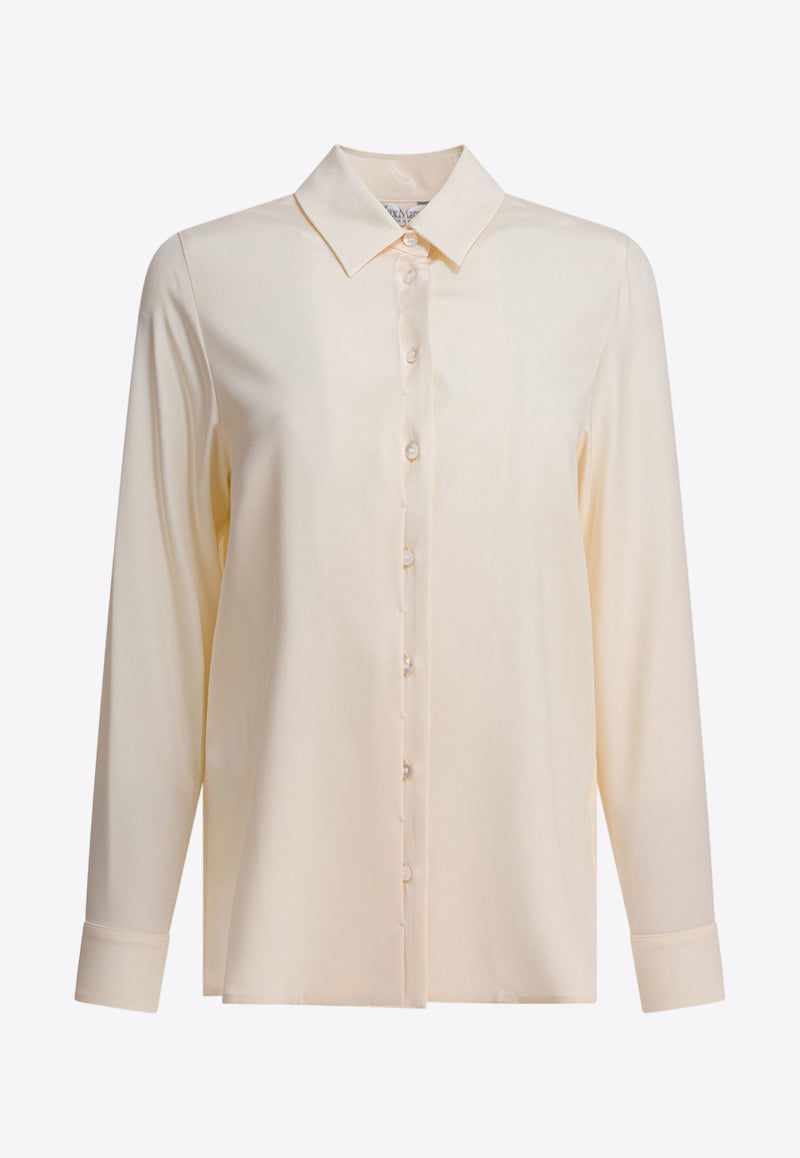 Max Mara Avion Long-Sleeved Silk Shirt Cream 2521116018AVION005_82509