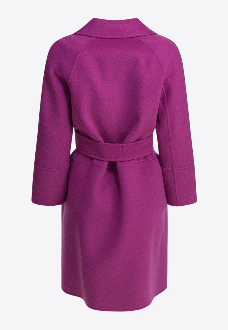 S Max Mara Arona Belted Wool Short Coat Fuchsia 2529016071ARONA075_82525