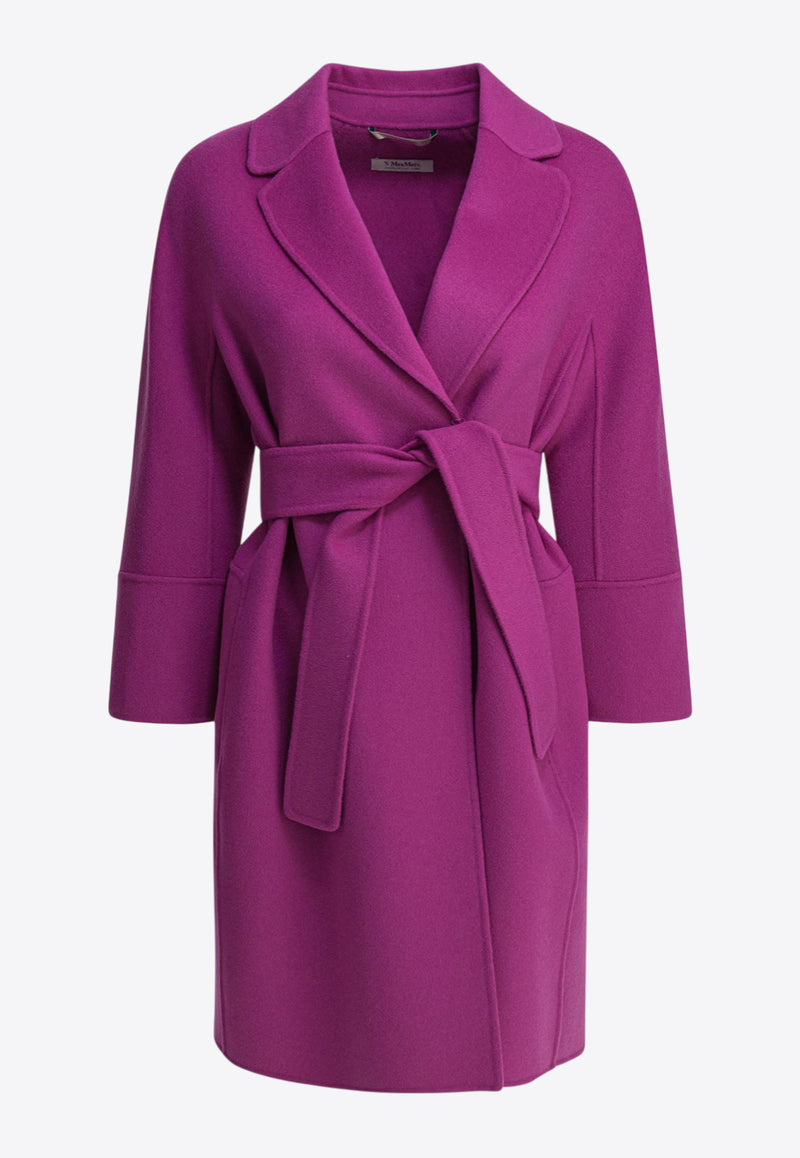 S Max Mara Arona Belted Wool Short Coat Fuchsia 2529016071ARONA075_82525