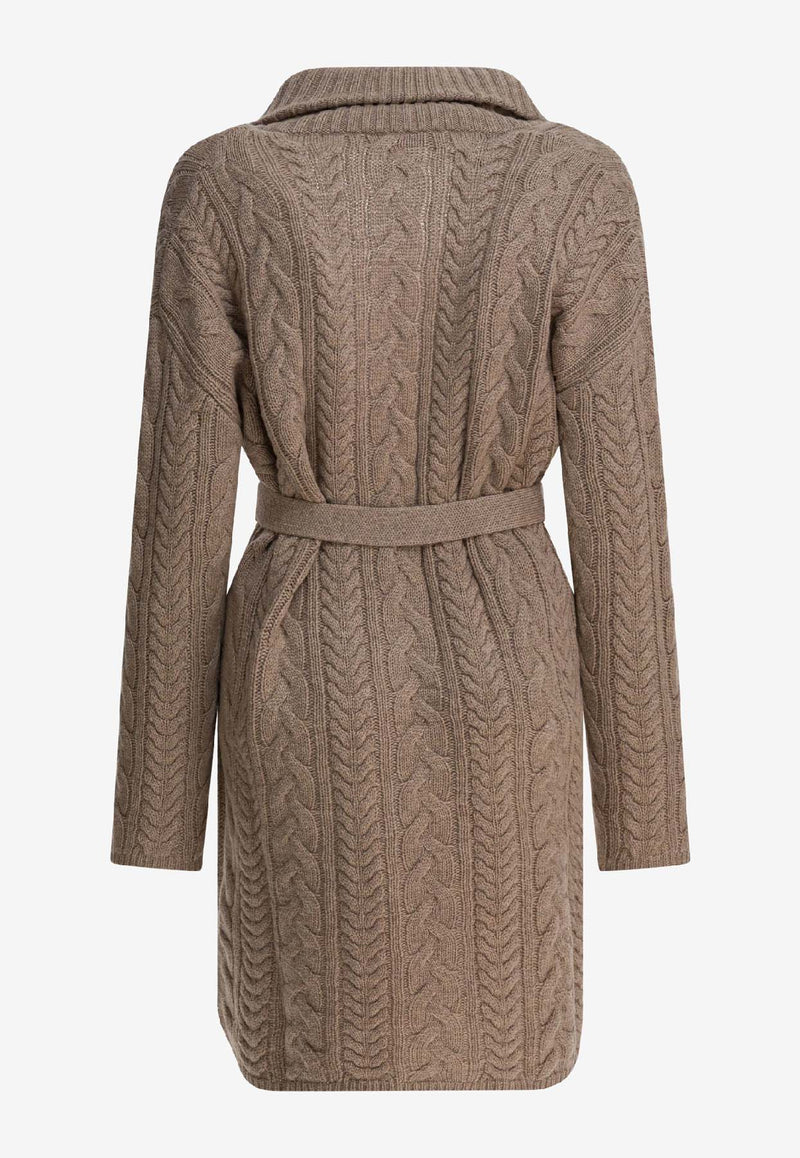 S Max Mara Quebec Cable Knit Belted Cardigan Beige 2529316013QUEBEC004_11355ce1-bf0d-4555-9bab-da900a15158d