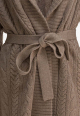 S Max Mara Quebec Cable Knit Belted Cardigan Beige 2529316013QUEBEC004_11355ce1-bf0d-4555-9bab-da900a15158d