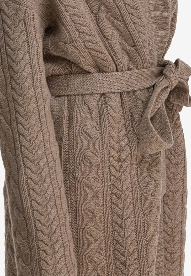 S Max Mara Quebec Cable Knit Belted Cardigan Beige 2529316013QUEBEC004_11355ce1-bf0d-4555-9bab-da900a15158d