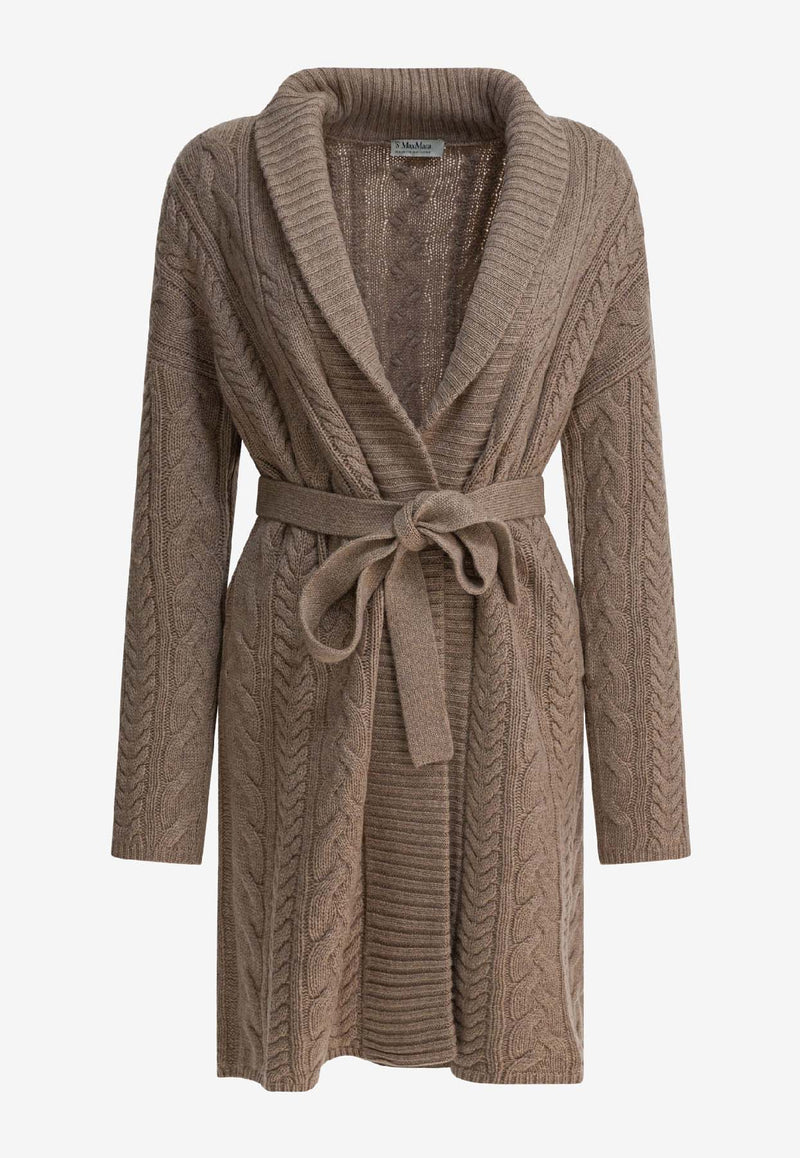 S Max Mara Quebec Cable Knit Belted Cardigan Beige 2529316013QUEBEC004_11355ce1-bf0d-4555-9bab-da900a15158d